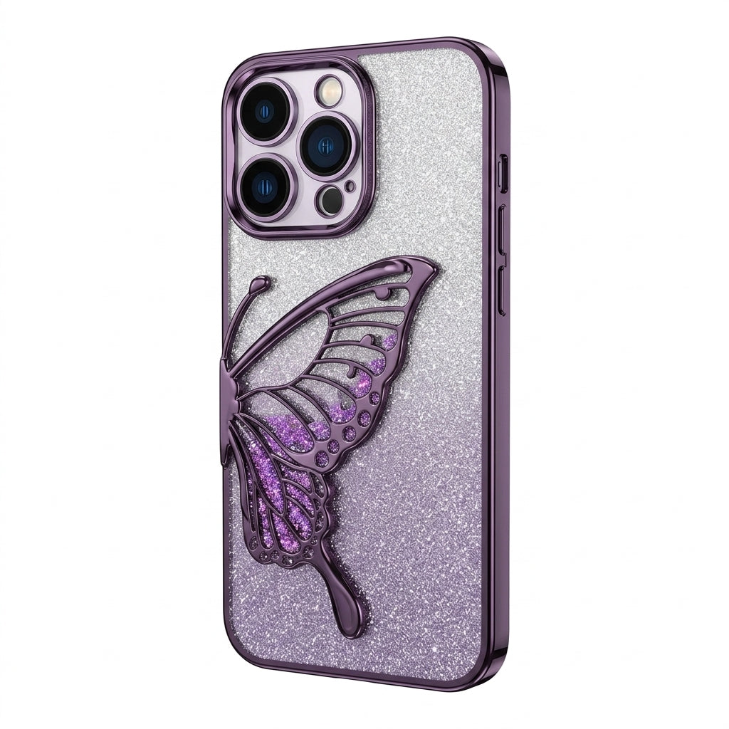 Phone Case Glitter Butterfly Design