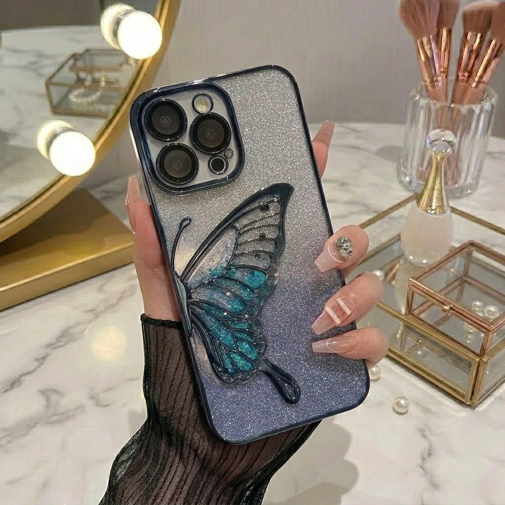Phone Case Glitter Butterfly Design