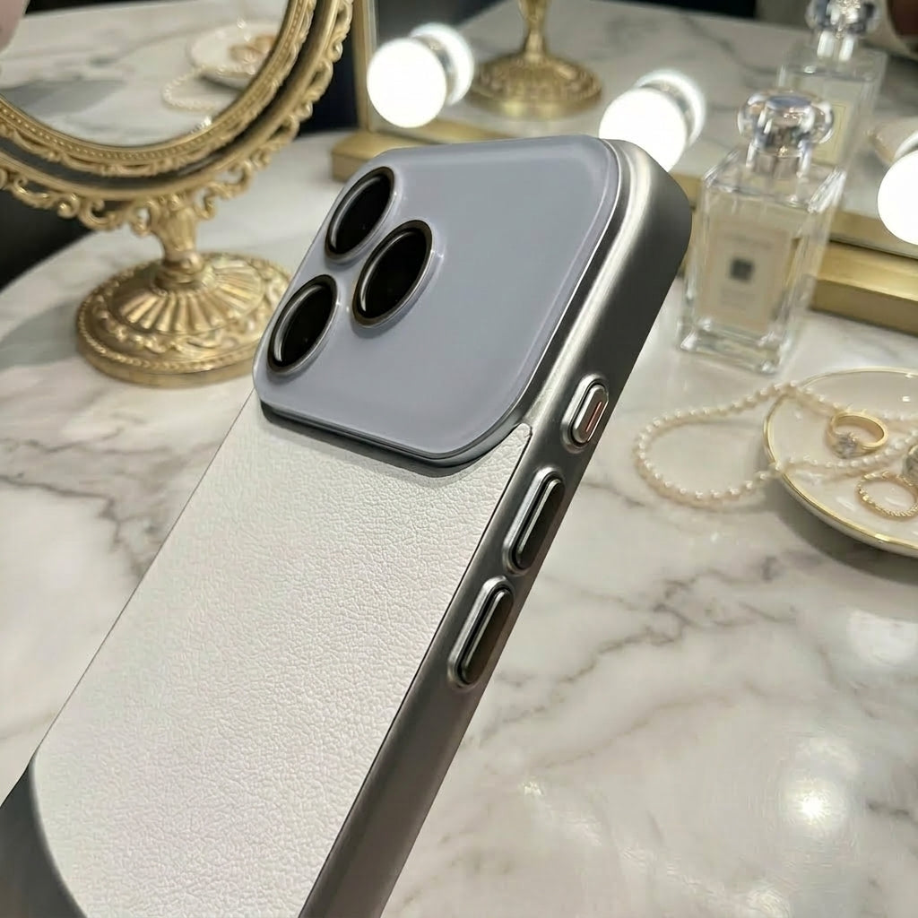Color-blocked Leather Texture Phone Case