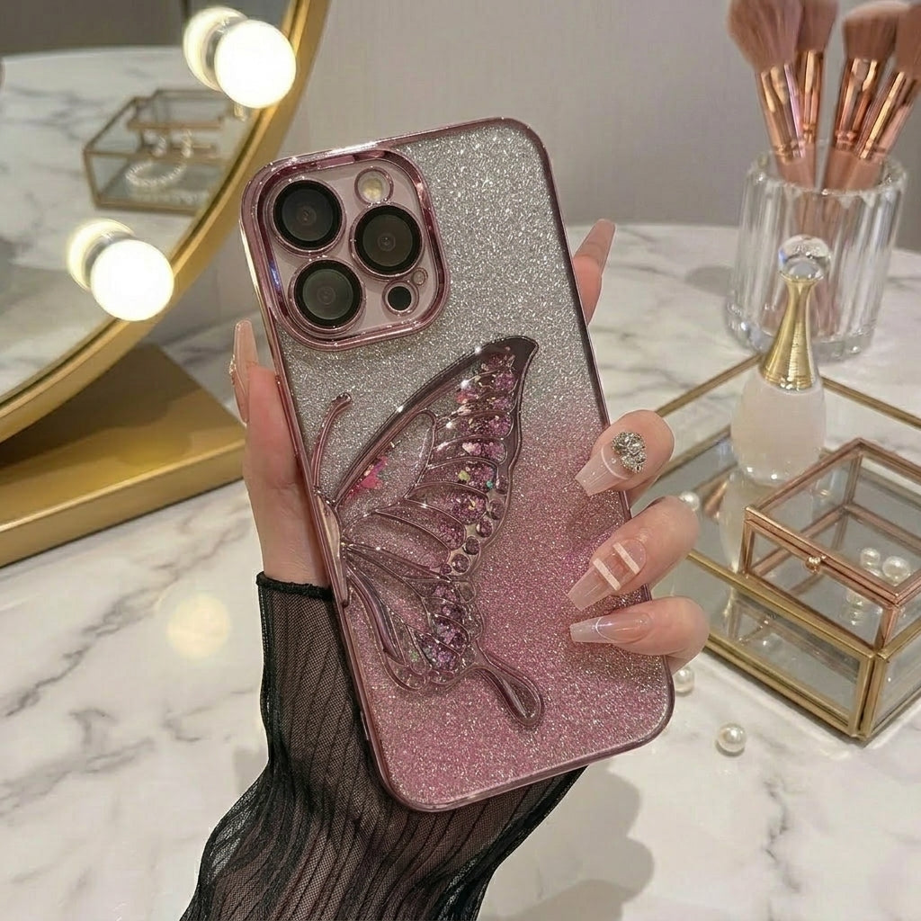 Phone Case Glitter Butterfly Design