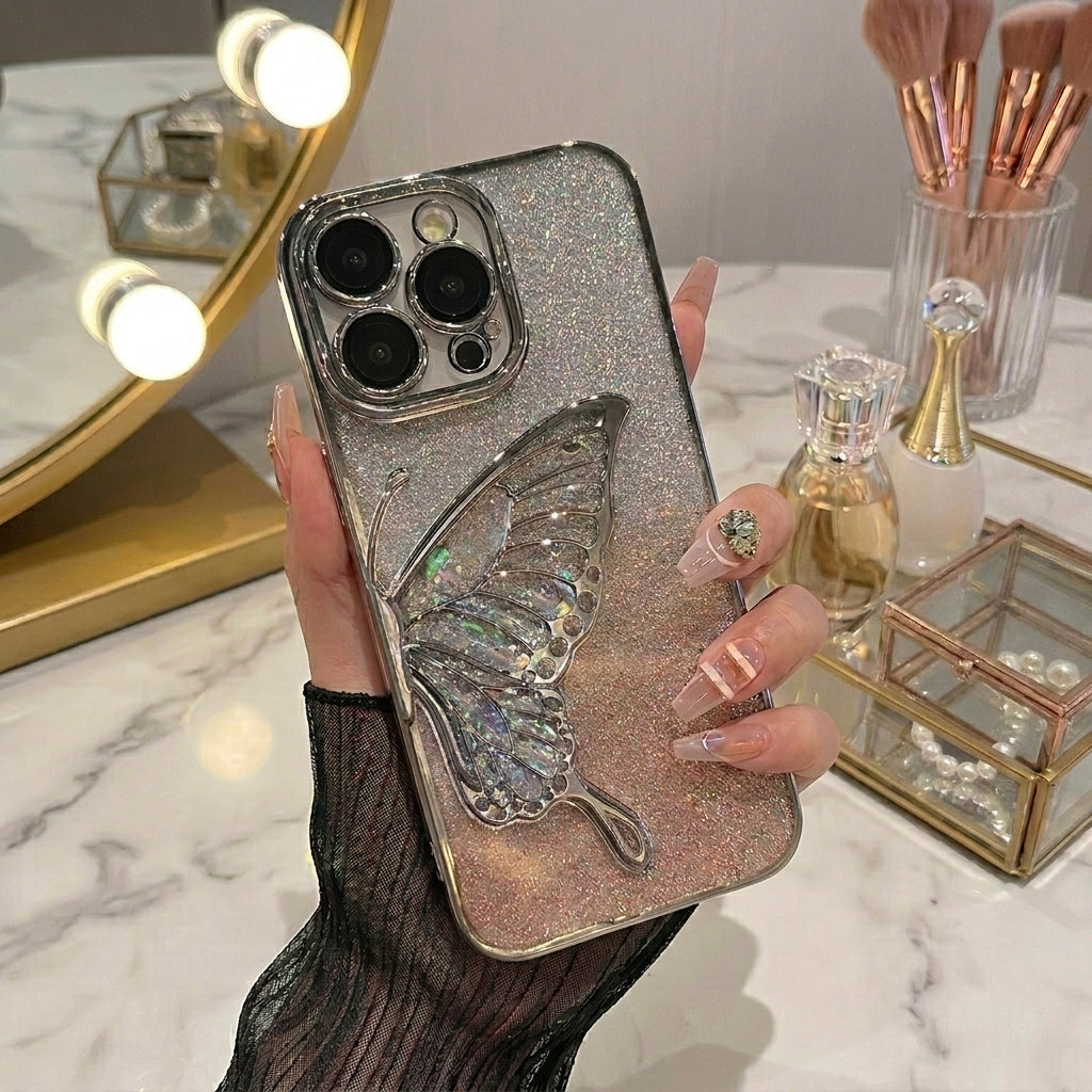Phone Case Glitter Butterfly Design