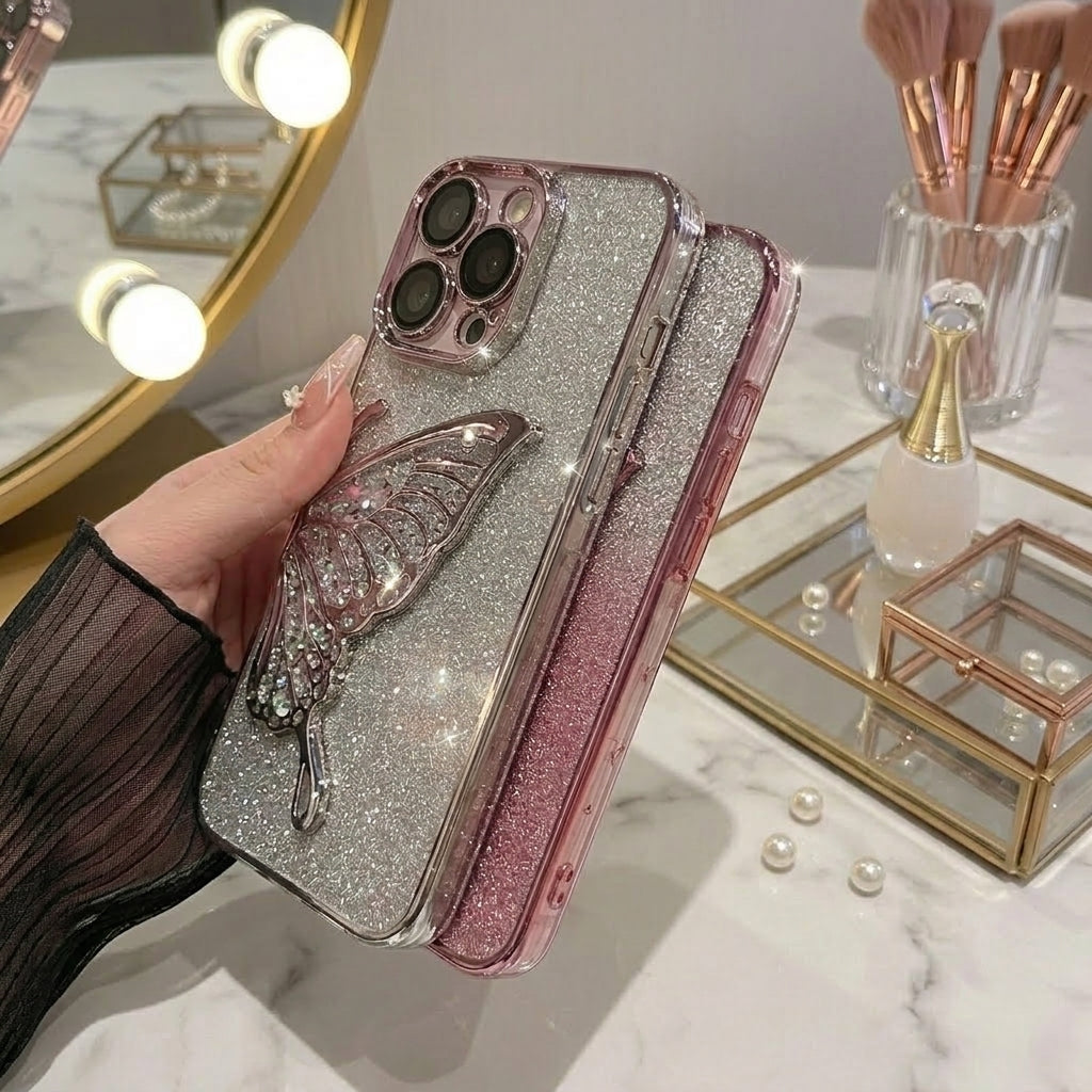 Phone Case Glitter Butterfly Design