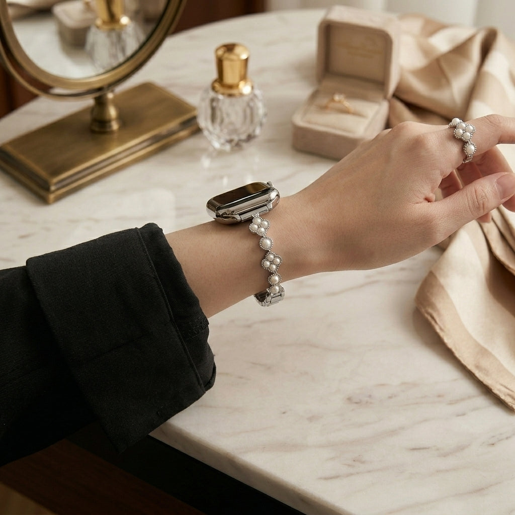 Alloy & Artificial Pearls Band
